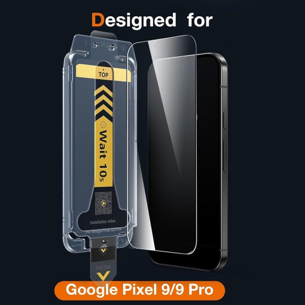EGV 2 Pack for Google Pixel 9 Screen Protector Google Pixel 9 Pro Military Grade Shatterproof Full Coverage [Auto-dusting] Tempered Glass Pixel/Pixel 9 Pro Screen Protector, One-Pull Install - Image 7