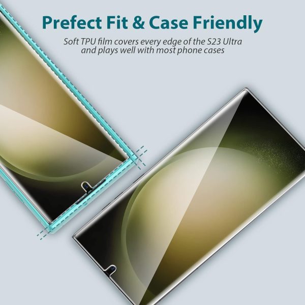 [3 Packs]EGV Screen Protector Compatible for Samsung Galaxy S23 Ultra, Flexible TPU 23 Ultra Screen Protector, Full Coverage, Scratch Resistant, Easy Installation, Case Friendly - Image 2