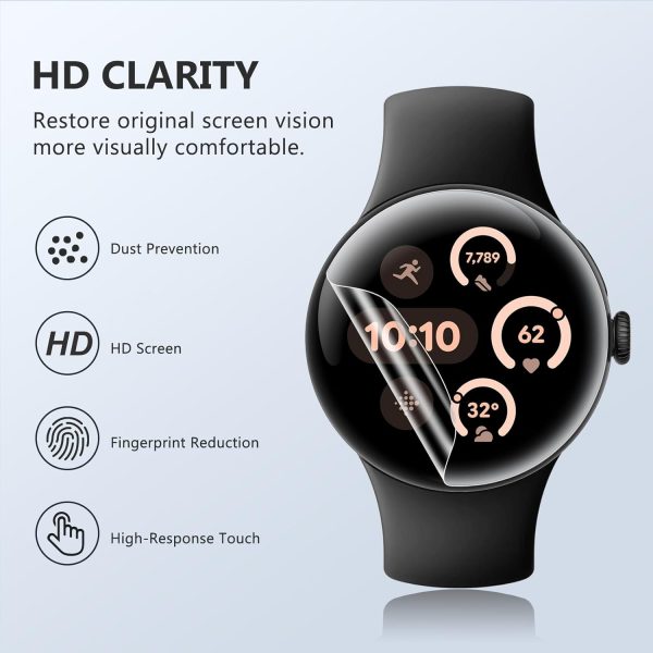 EGV 6 Pack for Google Pixel Watch 3 45MM Screen Protector, TPU Film [Self-Healing], Anti-Scratch, Ultra-Thin for Pixel Watch 3 Screen Protector - Image 4