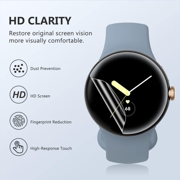 EGV 6 Pack for Google Pixel Watch 3 41MM/ Pixel Watch Series 2 1 Screen Protector, TPU Film [Self-Healing], Anti-Scratch, Ultra-Thin for Pixel Watch 3 Screen Protector - Image 2