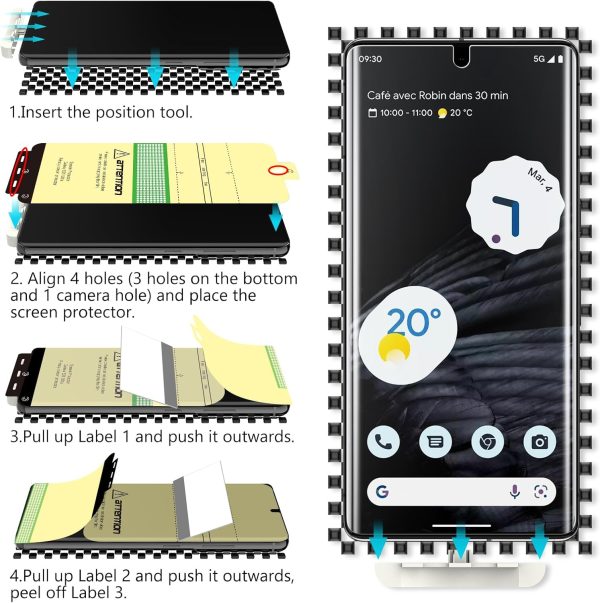 EGV 3 Pack TPU Film for Google Pixel 7 Pro Screen Protector [Not Glass] Bubble Free, Case Friendly, Touch Sensitive. HD Clarity Screen Protector for Pixel 7 Pro - Image 2