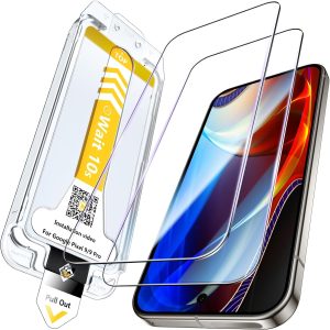 EGV 2 Pack for Google Pixel 9 Screen Protector Google Pixel 9 Pro Military Grade Shatterproof Full Coverage [Auto-dusting] Tempered Glass Pixel/Pixel 9 Pro Screen Protector, One-Pull Install