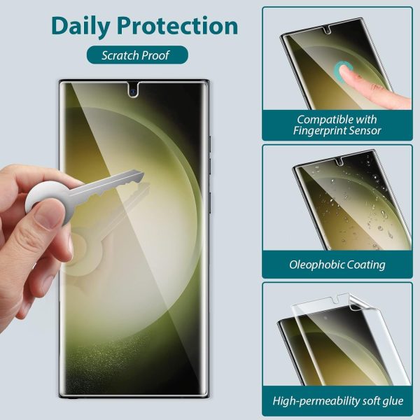 [3 Packs]EGV Screen Protector Compatible for Samsung Galaxy S23 Ultra, Flexible TPU 23 Ultra Screen Protector, Full Coverage, Scratch Resistant, Easy Installation, Case Friendly - Image 4
