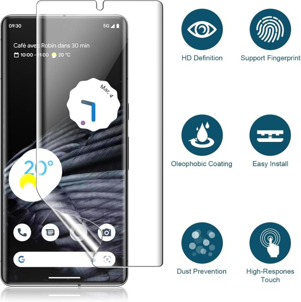 EGV 3 Pack TPU Film for Google Pixel 7 Pro Screen Protector [Not Glass] Bubble Free, Case Friendly, Touch Sensitive. HD Clarity Screen Protector for Pixel 7 Pro - Image 6