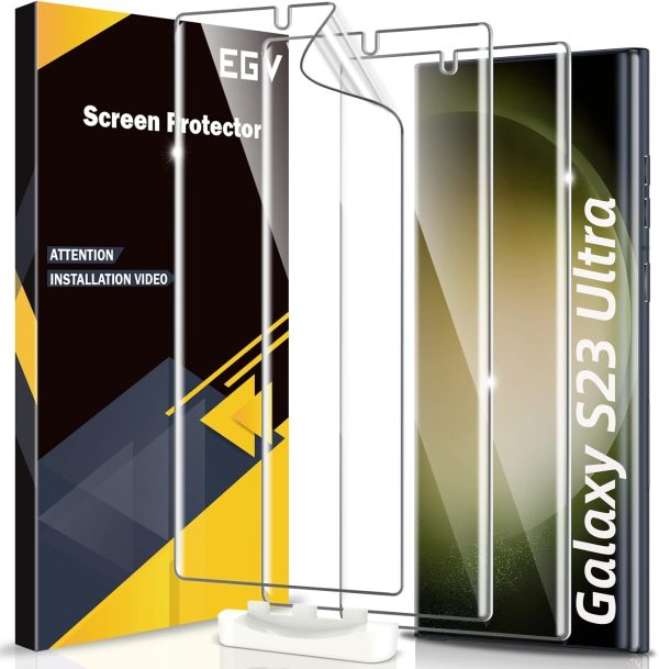 [3 Packs]EGV Screen Protector Compatible for Samsung Galaxy S23 Ultra, Flexible TPU 23 Ultra Screen Protector, Full Coverage, Scratch Resistant, Easy Installation, Case Friendly