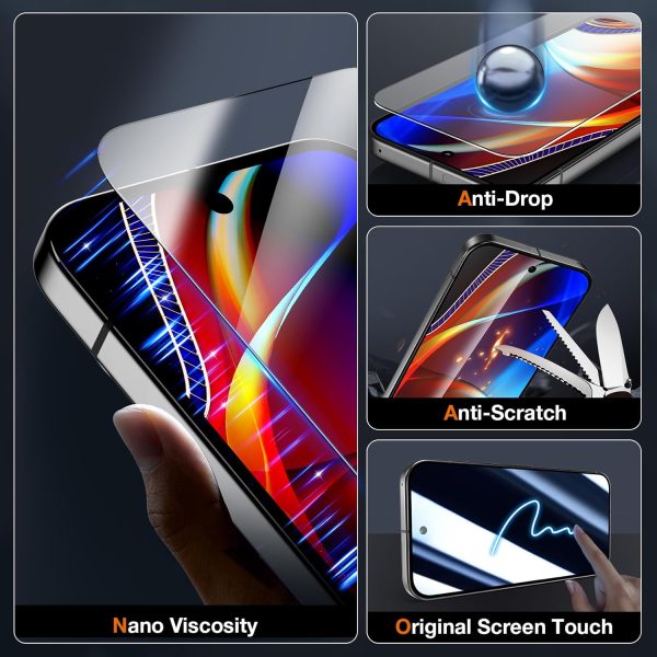 EGV 2 Pack for Google Pixel 9 Screen Protector Google Pixel 9 Pro Military Grade Shatterproof Full Coverage [Auto-dusting] Tempered Glass Pixel/Pixel 9 Pro Screen Protector, One-Pull Install - Image 4