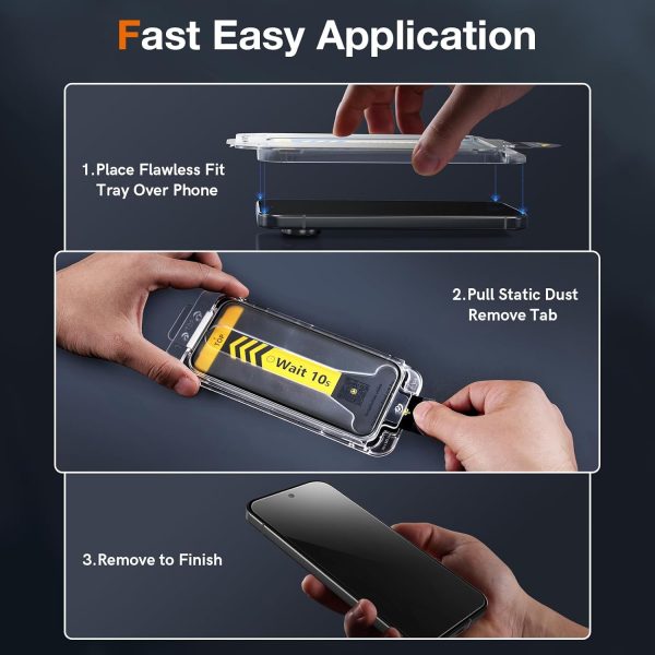 EGV 2 Pack for Google Pixel 9 Screen Protector Google Pixel 9 Pro Military Grade Shatterproof Full Coverage [Auto-dusting] Tempered Glass Pixel/Pixel 9 Pro Screen Protector, One-Pull Install - Image 3