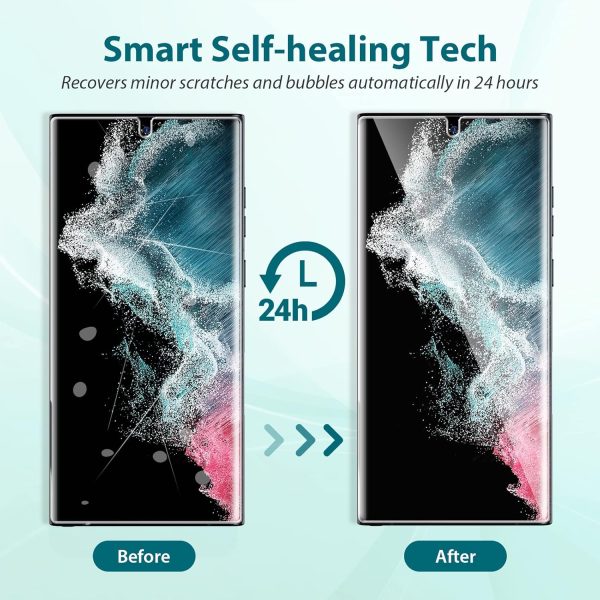 LK 3 Pack Screen Protectors Compatible with Samsung Galaxy S22 Ultra 5G 6.8 Inch Protective Film, TPU, Compatible with Mobile Phone Case, Bubble-Free, Fingerprint ID Supported - Image 5