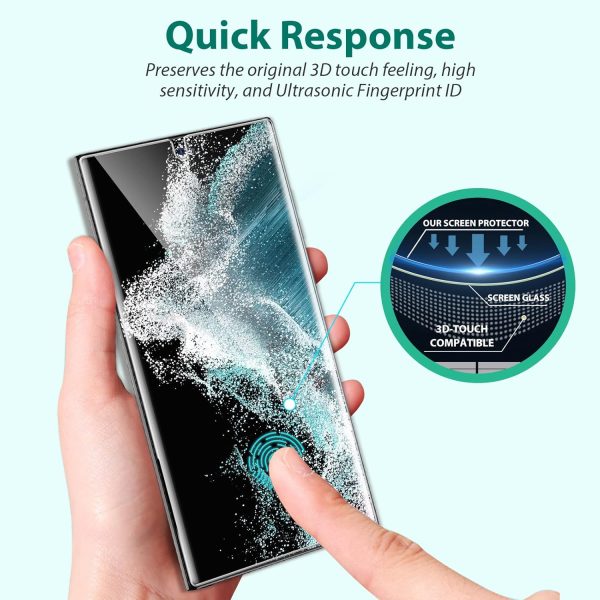 LK 3 Pack Screen Protectors Compatible with Samsung Galaxy S22 Ultra 5G 6.8 Inch Protective Film, TPU, Compatible with Mobile Phone Case, Bubble-Free, Fingerprint ID Supported - Image 8