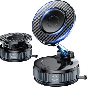 EGV Handyhalterung Auto Magnet – Upgraded Vakuum Saugnapf KFZ Magnethalterung, 360°Drehbar, Kompatibel mit MagSafe-Geräten, Autohalterung für iPhone & Alle Smartphones, Grau