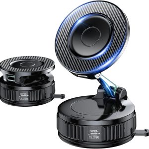 EGV Handyhalterung Auto Magnet – Upgraded Vakuum Saugnapf KFZ Magnethalterung, 360°Drehbar, Kompatibel mit MagSafe-Geräten, Autohalterung für iPhone & Alle Smartphones, Schwarz
